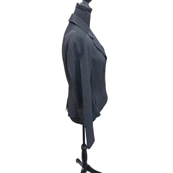 Vintage J. Peterman 100% Wool Blazer Jacket Size 8 Gray Tailored Fit Sustainable - Picture 8 of 9